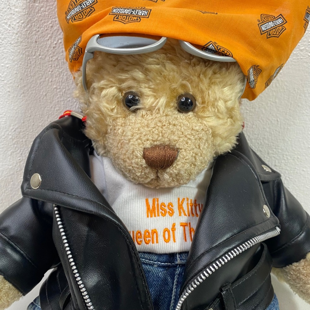 Build-A-Bear Harley Motorcycle Biker Chick Bear "Miss Kitty" Leather Jacket 18" - Picture 11 of 13